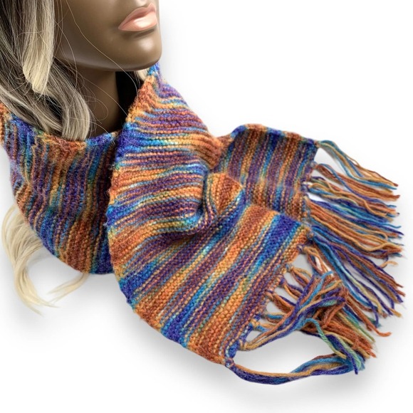 Vintage ombre rainbow hand made crochet scarf - Picture 5 of 13